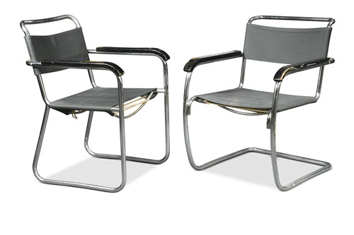 Lot 231 - Two Bauhaus style tubular steel chairs