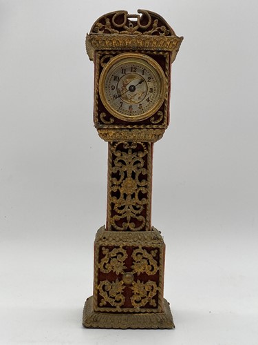 Lot 36 - A miniature longcase clock 29cm high