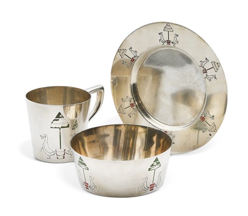 Lot 180 - A three-piece Cartier silver Christening set
