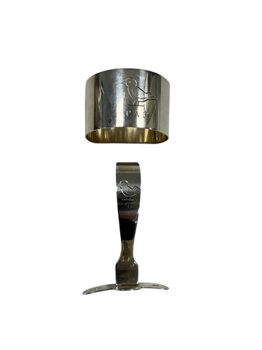 Lot 336 - A silver childs feeding spoon and napkin ring...