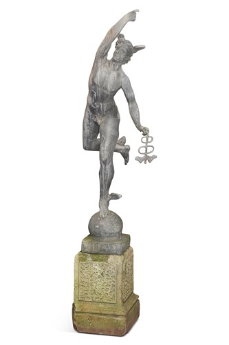 Lot 439 - After Giambologna (1529-1608), a large lead garden figure of Mercury, circa 1900