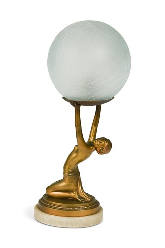 Lot 125 - An Art Deco gilt metal figural table lamp
