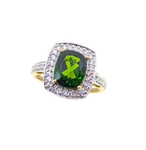 Lot 34 - A 9ct gold chrome diopside and zircon dress ring