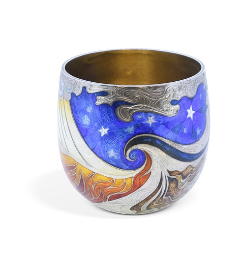Lot 182 - An Elizabeth II enamelled silver beaker by Jane Short (b. 1954), Heraclitian Fire