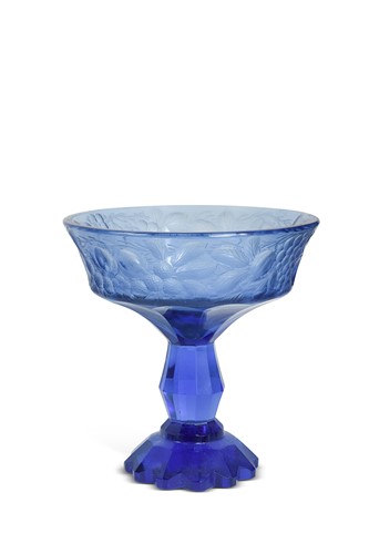 Lot 12 - A Moser Karlsbad blue glass fruit tazza