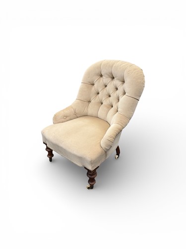Lot 406 - A low Victorian nursing or slipper chair with...