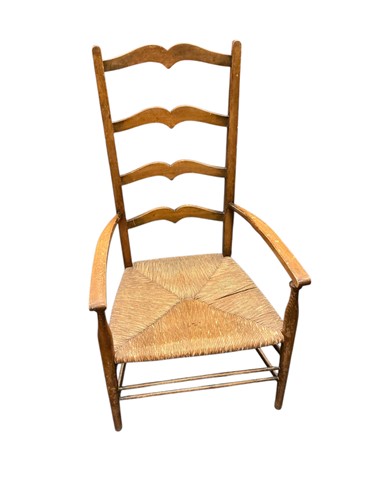 Lot 392 - Small ladder back chair with rushed seat, 90 x...