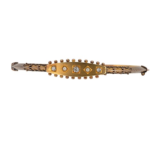 Lot 110 - A Victorian diamond and split pearl bangle