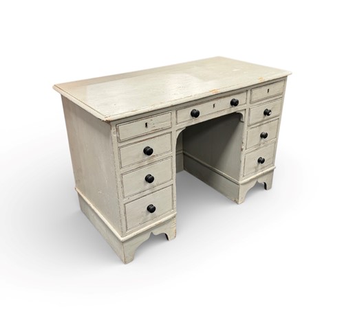 Lot 400 - A grey painted dressing table or kneehole desk,...