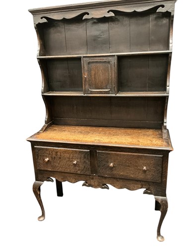 Lot 360 - Stained oak kitchen dresser with dragon's tail...