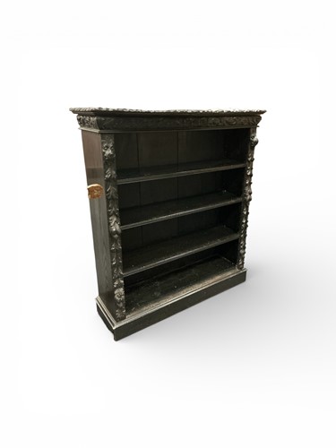 Lot 366 - A set of stained oak open shelves, circa 1900,...