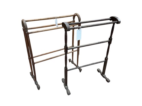 Lot 460 - A 19th century stained pine clothes horse or...
