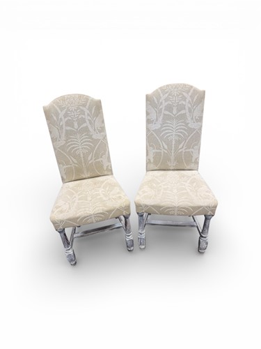Lot 401 - A pair of modern dining chairs with grey and...