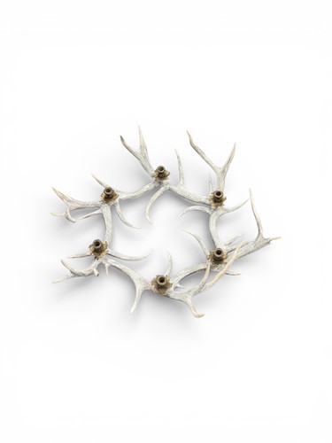 Lot 437 - A white washed resin antler chandelier with...