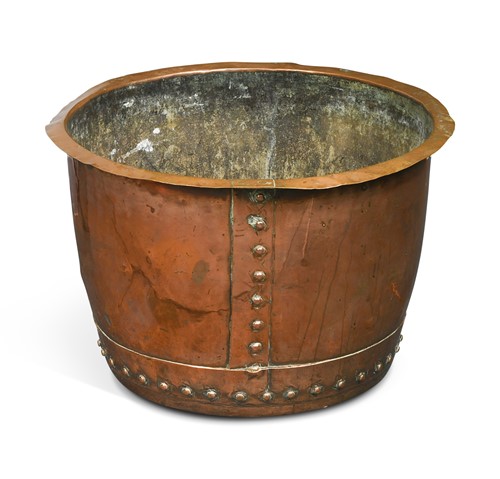 Lot 307 - A riveted copper log basket, late 19th century