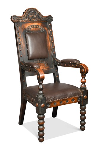 Lot 690 - An early Victorian armchair made from the timbers of HMS Temeraire
