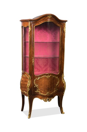 Lot 135 - A Louis XV style kingwood and parquetry vitrine, circa 1900
