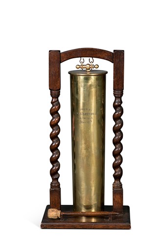 Lot 79 - Trench art dinner gong, made from shell casing, on wooden base