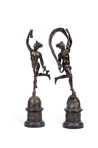 Lot 61 - After Giambologna, a pair of Grand Tour bronzes of Mercury and Diana, 19th century