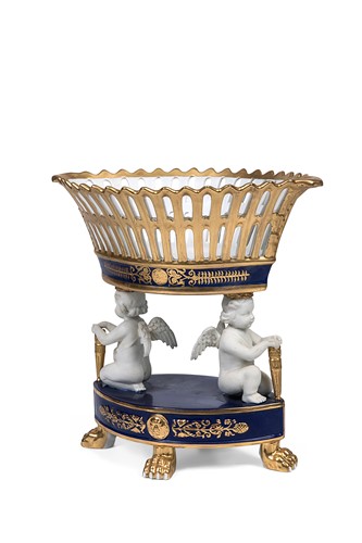 Lot 37 - A Paris porcelain reticulated basket centrepiece, circa 1900