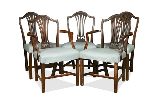 Lot 539 - A set of eight Hepplewhite style mahogany dining chairs, 19th century