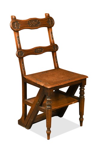 Lot 673 - A set of Continental fruitwood metamorphic library steps, circa 1900