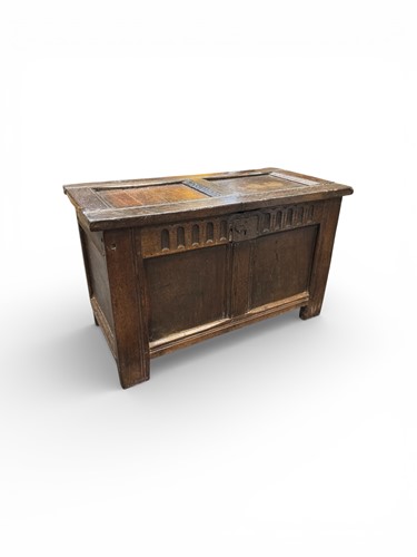 Lot 364 - A small oak panelled coffer chest, late 17th...
