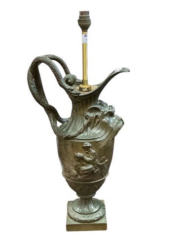 Lot 106 - A French cast bronze lamp, late 19th...