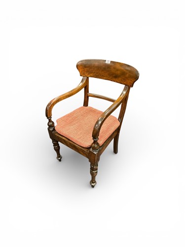 Lot 404 - William IV mahogany desk chair, the broad top...