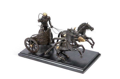 Lot 65 - A bronze model of a charioteer group, late 19th century