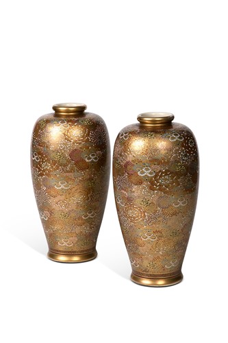 Lot 51a - A pair of Japanese Satsuma vases