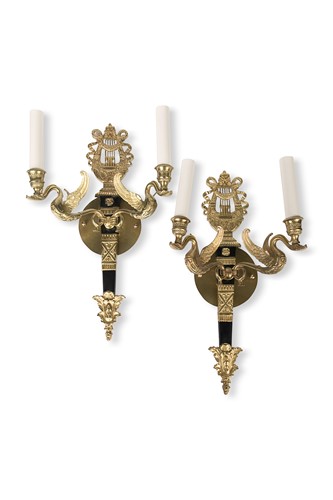 Lot 88 - A pair of Empire style two-branch wall lights