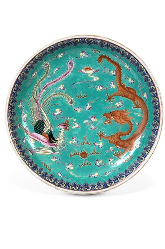 Lot 18 - A Chinese turquoise dish, 19th century