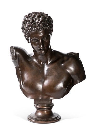 Lot 62 - Bronze Bust of Hermes, After the Marble Sculpture by Praxiteles, 19th century