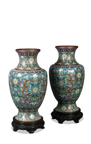 Lot 53 - A pair of large cloisonné, 20th century