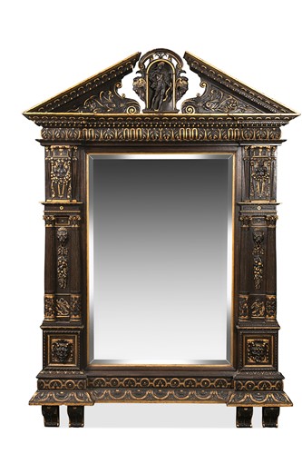 Lot 152 - A Renaissance style oak and parcel gilt wall mirror