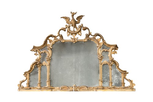 Lot 155 - A George III style giltwood overmantel mirror, 19th century