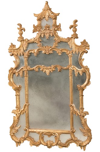 Lot 129 - A Beaumont & Fletcher Chippendale style giltwood mirror