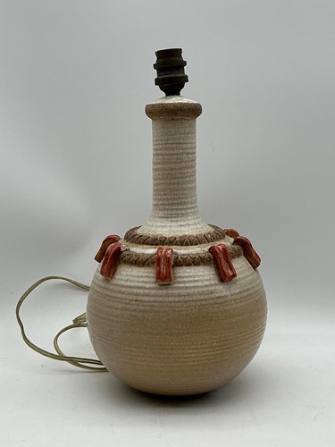 Lot 30 - A stoneware table lamp, bottle shaped with...