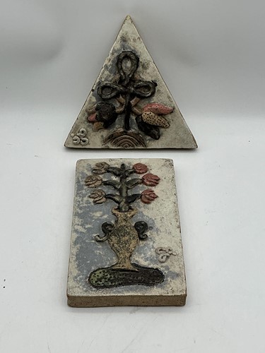 Lot 6 - Two glazed ceramic plaques, modern, to include...