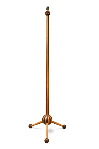 Lot 236 - A mid-century beech and mahogany standard lamp