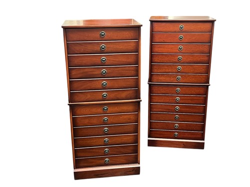 Lot 423 - A pair of Regency style pedestal cabinets,...