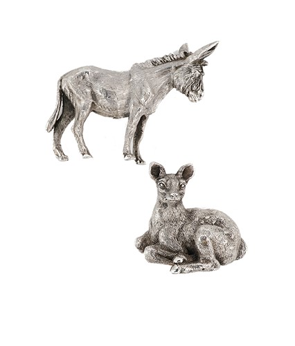 Lot 286 - A modern novelty silver model donkey and deer