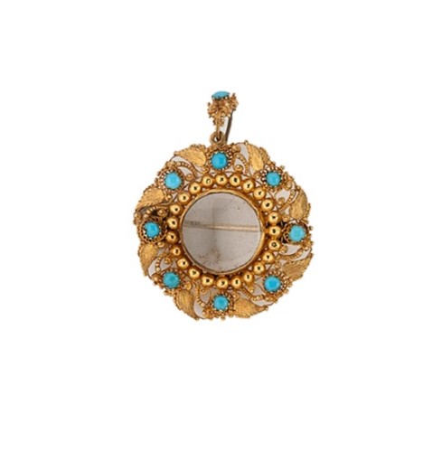 Lot 72 - A Victorian turquoise filigree locket