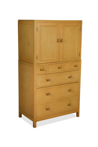 Lot 208 - A Heals limed oak tallboy
