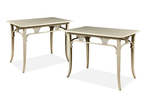 Lot 191 - A pair of painted 'Palm' tables, attributed to J & J Kohn or Thonet