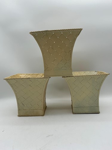 Lot 134 - Three toleware planters, of faceted flared...