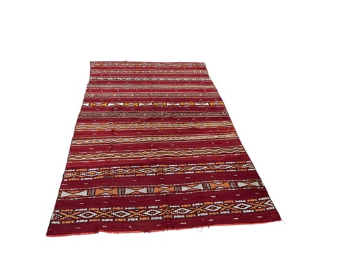 Lot 485 - Two tribal rugs in orange and red striped...