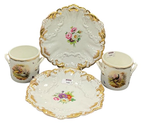 Lot 142 - A pair of Dresden cachepots or jardinieres,...