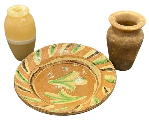 Lot 8 - A continental slip glazed pottery dish, 19 x...